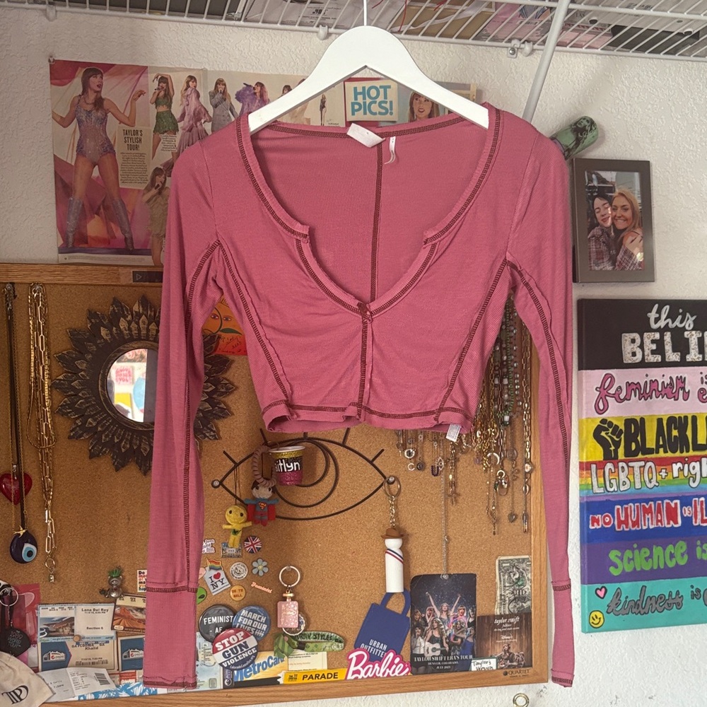 Urban Outfitters Mauve Long Sleeve Crop Top